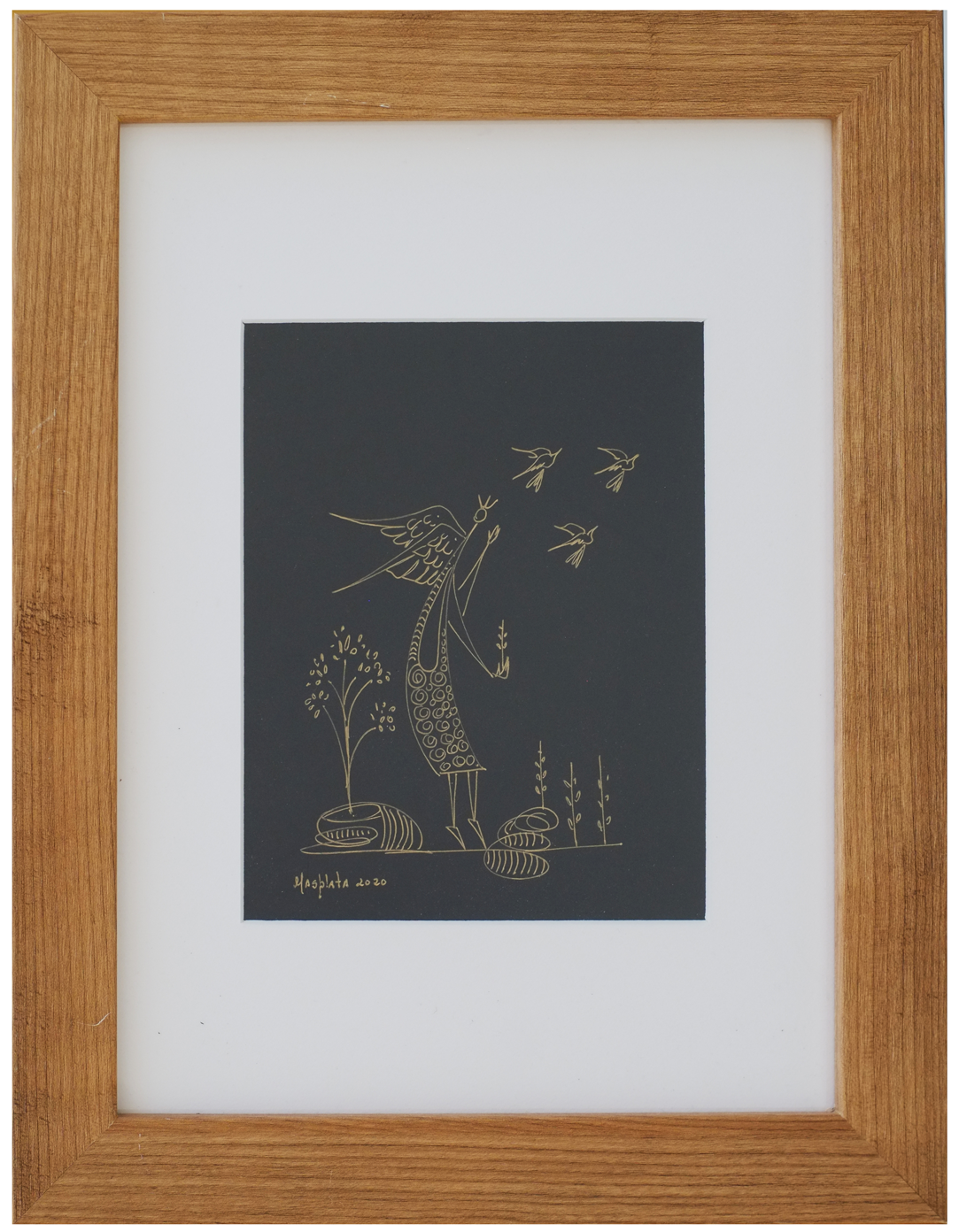 "For Steve", 2020, Gel Pen on Black Paper