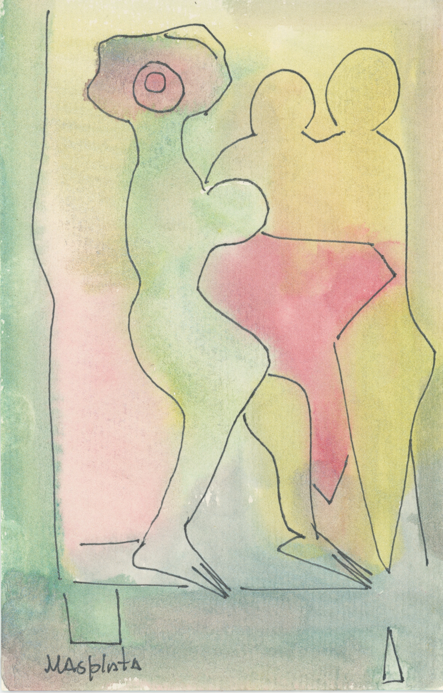 "Secret Life of monks no. 5" 2019, Watercolor and ink, 4.75" x 6.5"