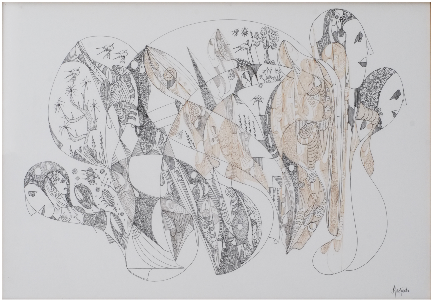 "Peace on Earth", 2016, Ink on Arches paper, 18" x 26"