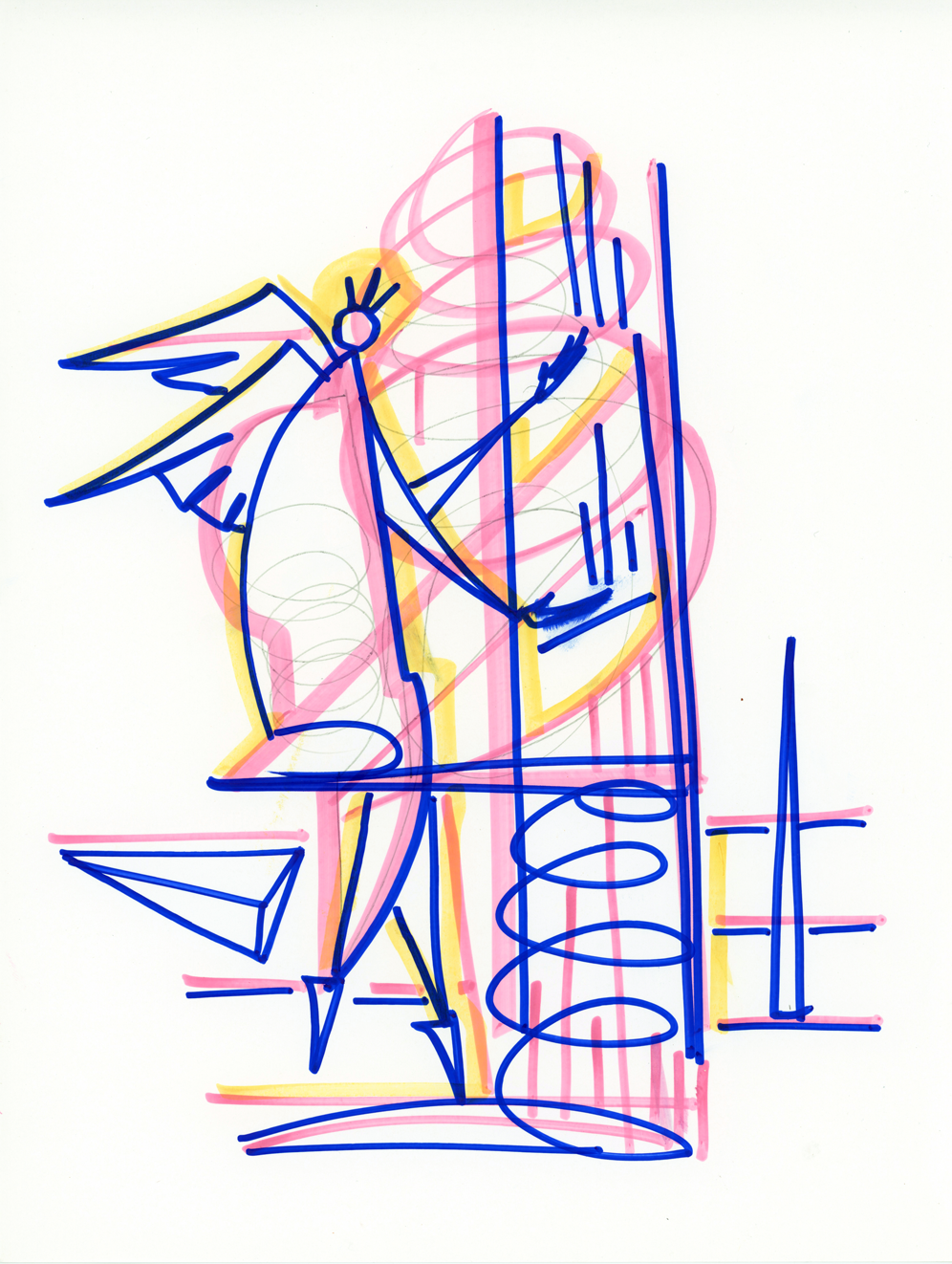 "Angel", 2020, Marker on paper, 8.5" x 11"