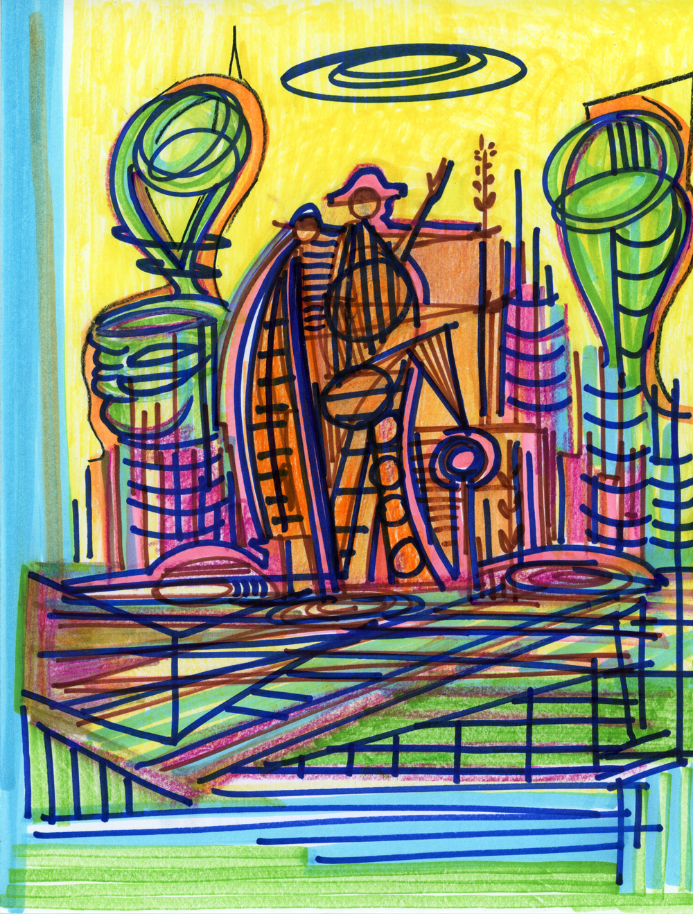 "La Cosecha", 2020, Marker on paper, 8.5"x11"