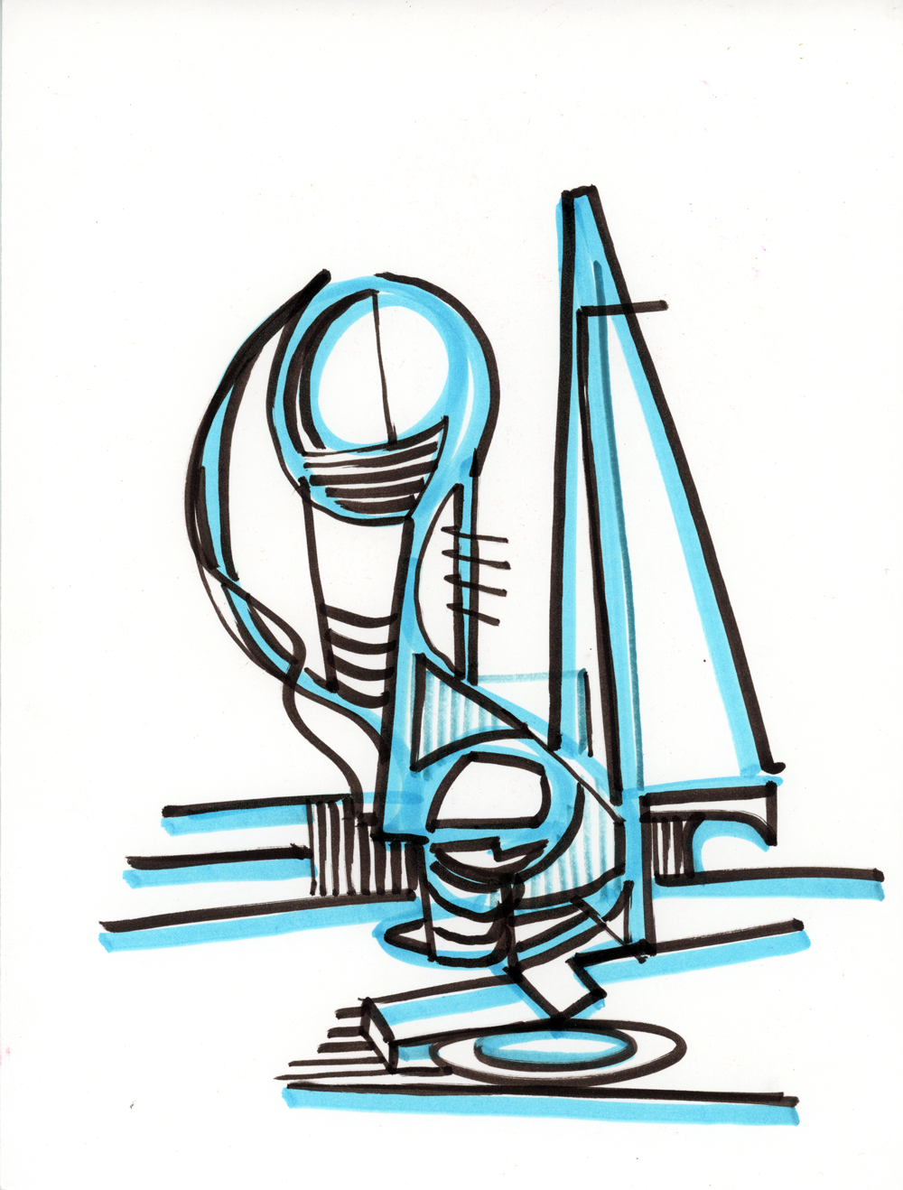 "Monument", 2020, Marker on Paper, 8.5" x 11"