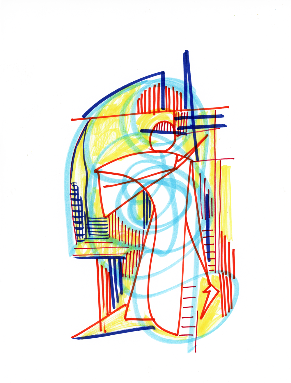 "Wiseman Dimension", 2020, Marker on Paper, 8.5" x 11"