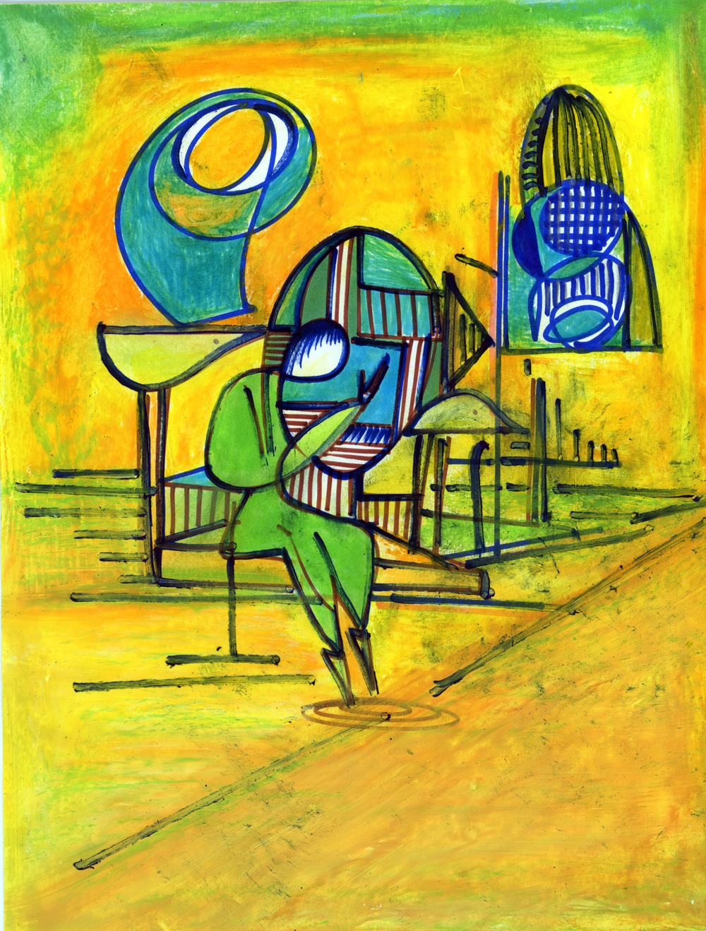 "Thinker", 2020, Marker on paper, 8.5"x11"