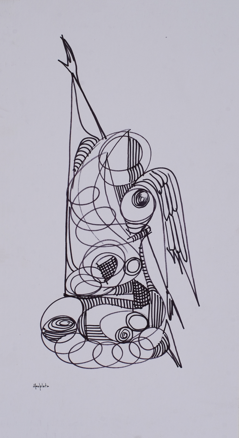 "Atomic Angel", 2020, marker on board, 9.5"x17.25"