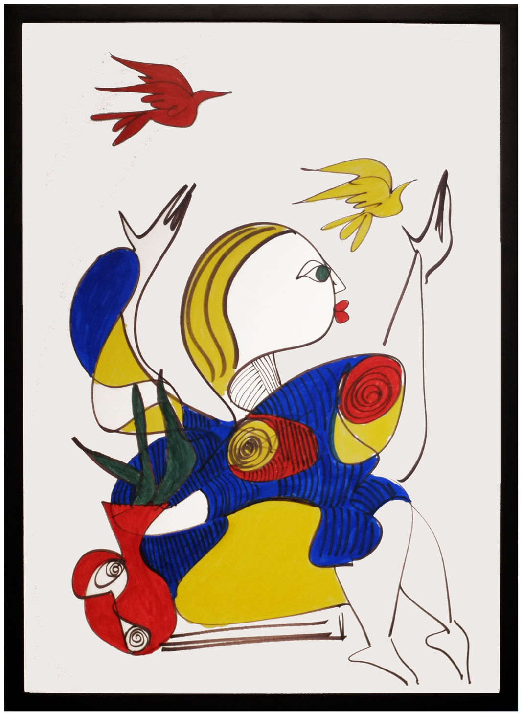 "Gracious lady", 2020, marker on poster paper, 21"x29"