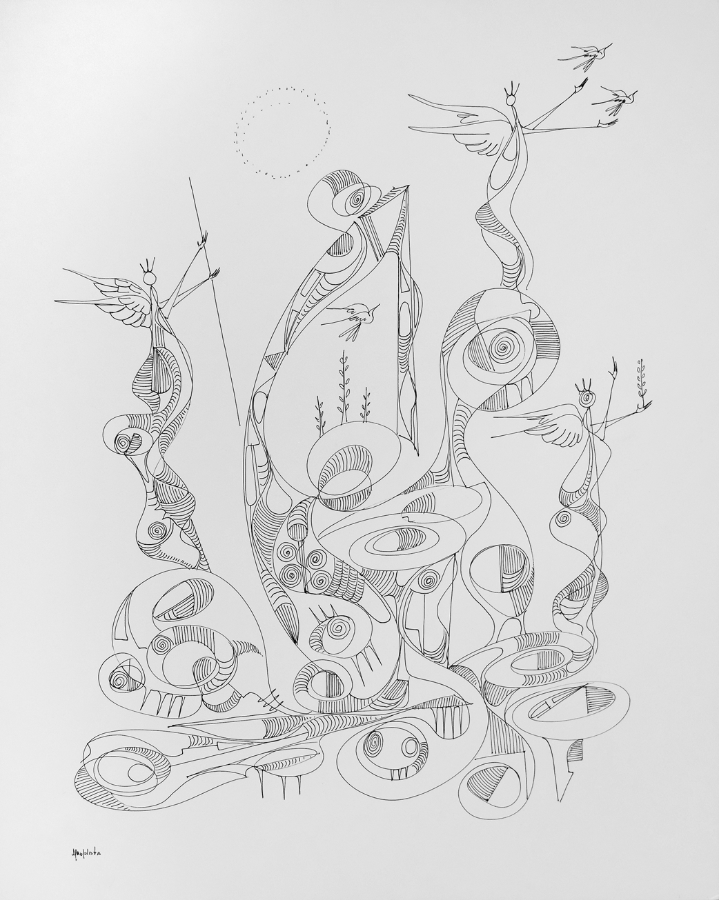 "Invisible Orb", 2020, Ink of Matte Board, 16.25"x20.25"