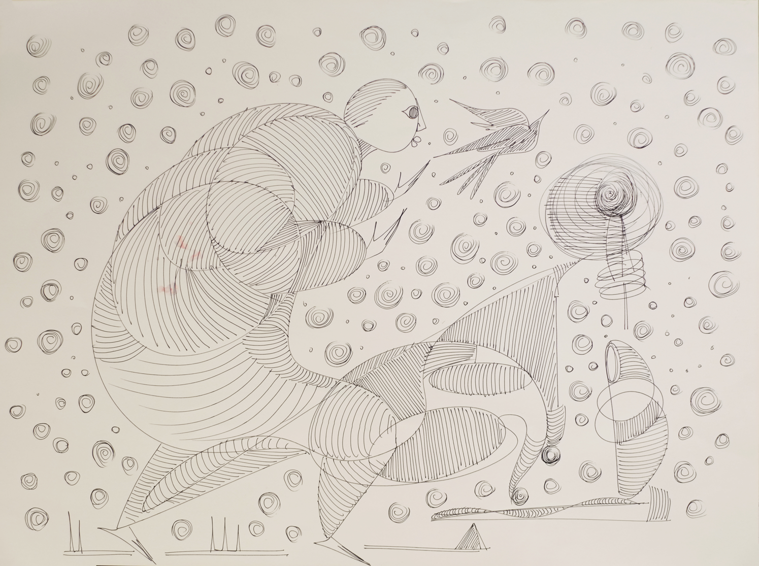 "release", 2020, ink on drawing paper, 24"x18"