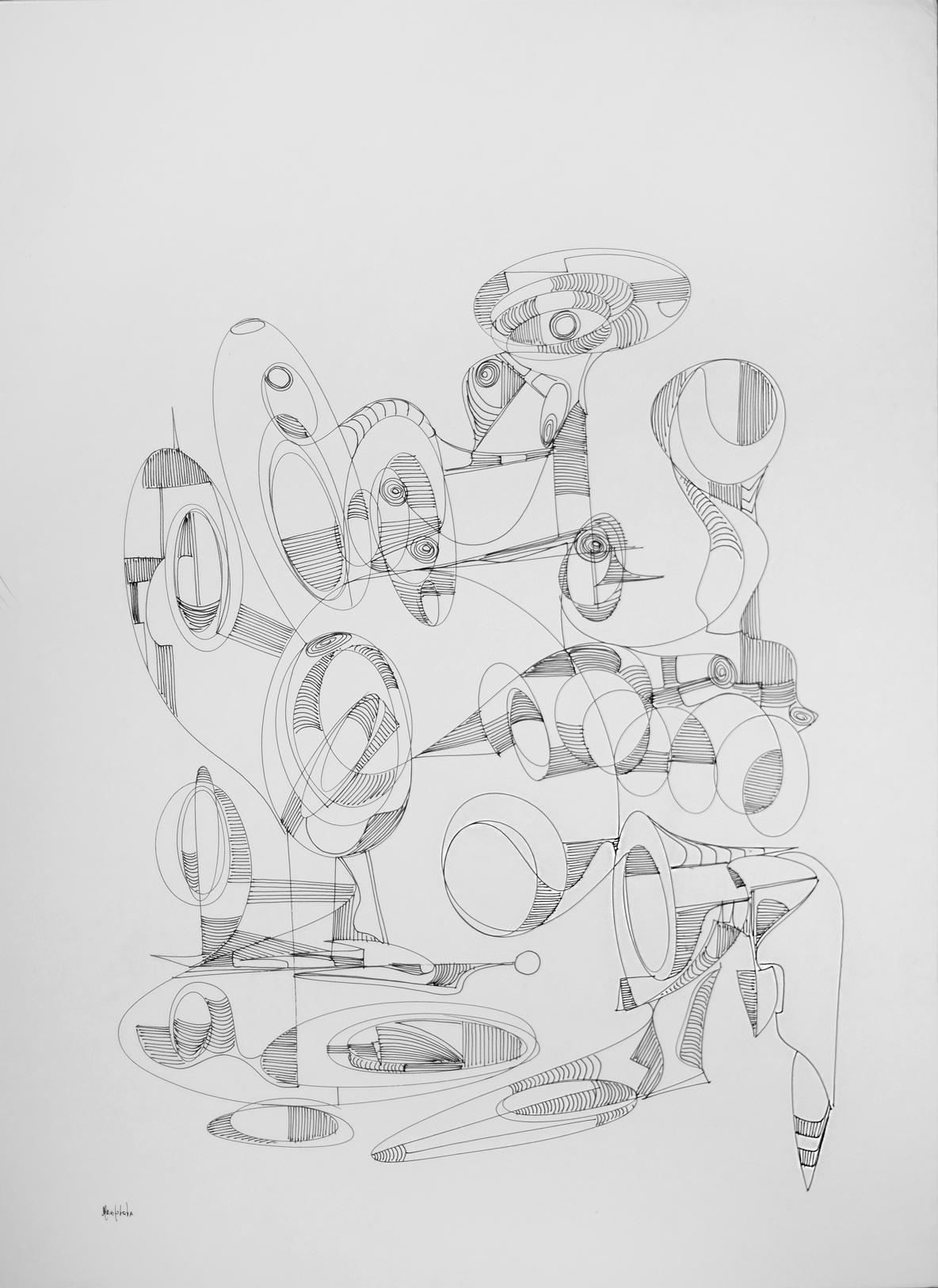 "The Vessels no. 2", 2020, Ink On Matte Board, 18.25"x24.75"