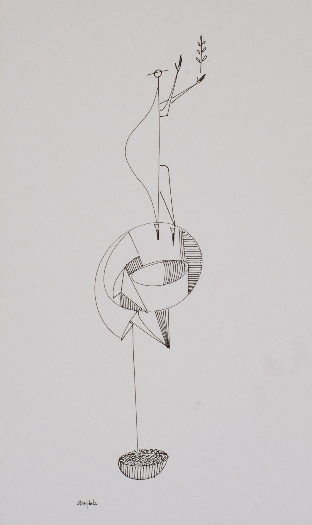 "up Top", 2020, ink on matte board, 12.5"x26"