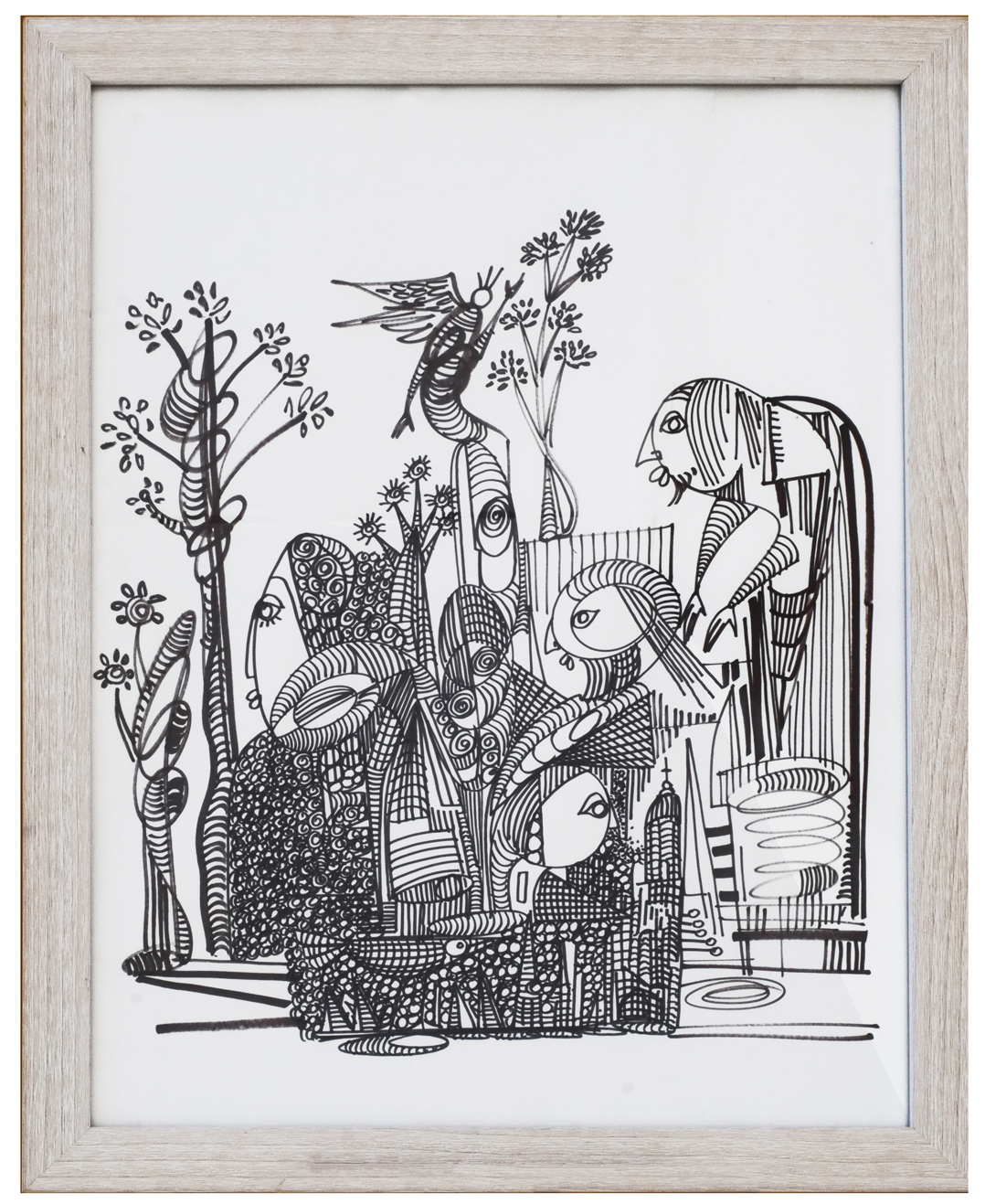 "Watching the garden grow, 2020, marker on paper, 20.5"x26.5"