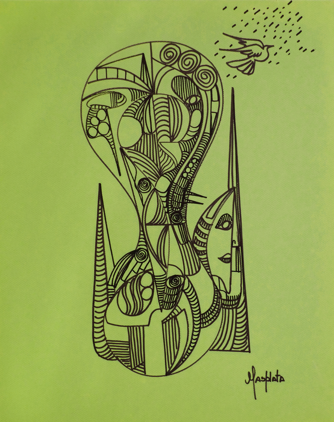 "Pleasant taste", 2009, marker on green board, 20"x16"