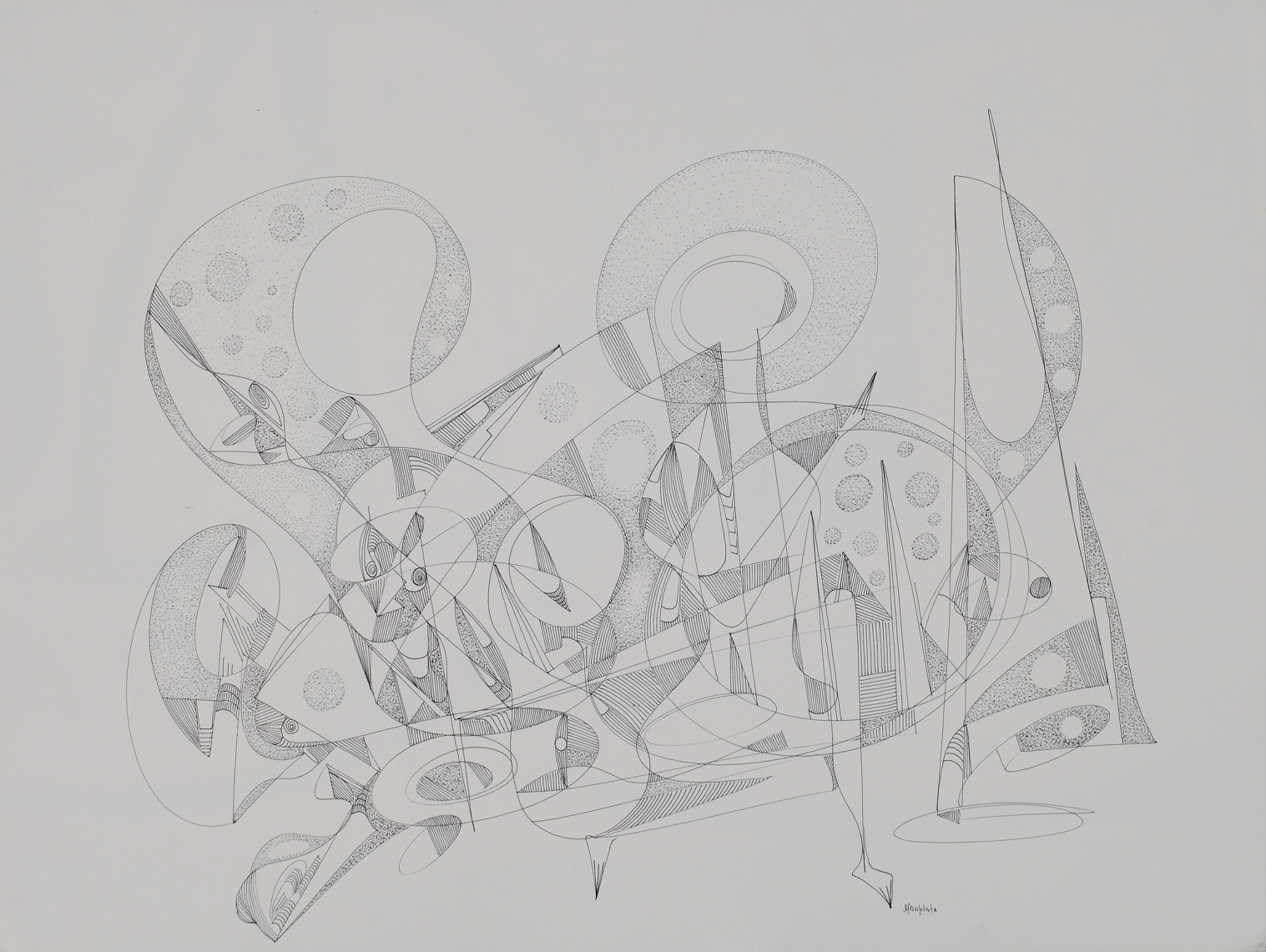 "Meeting of the minds", 2009, ink on parchment, 24"x18"