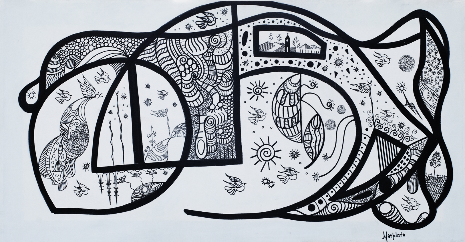 Road to sanctity, 2010, marker on canvas, 49"x25.5"