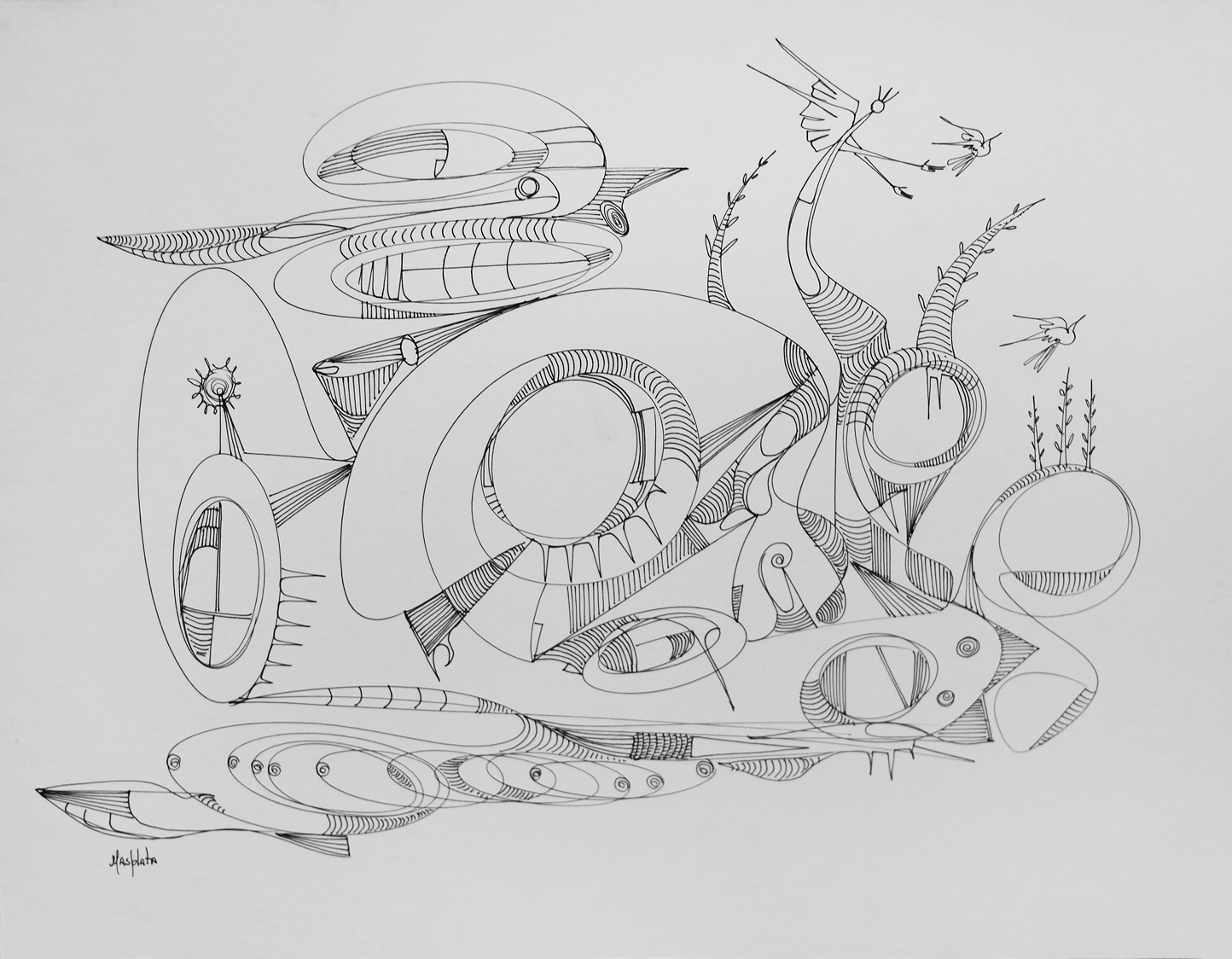 "Retorno Al Paraiso", 2017, Ink on Cardboard, 15.25"x20"