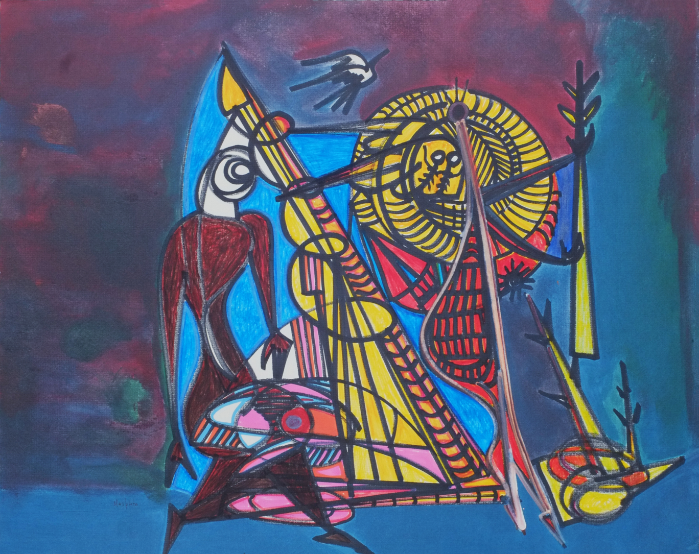 "Towards the light", 2017, mixed media, 26.5"x21"