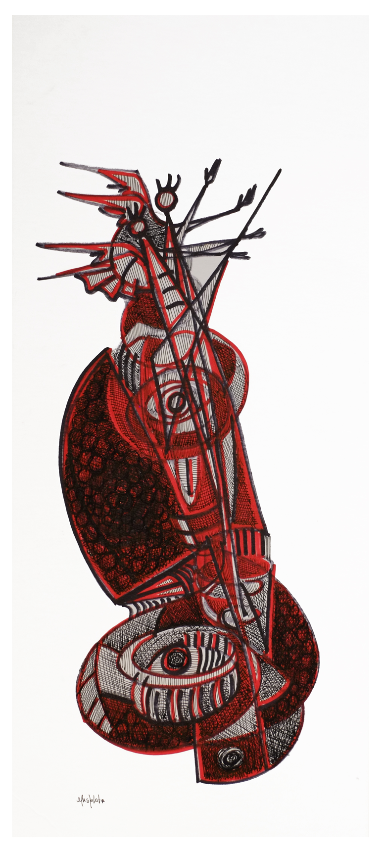 "Giving Vessel", 2018, Marker and ink on board, 9"x22.5"