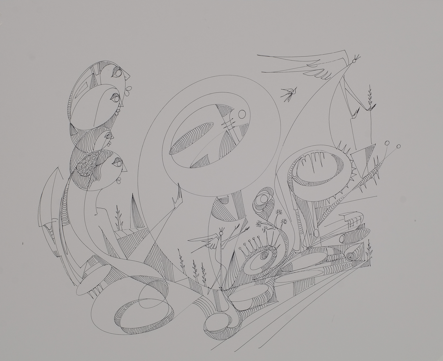 "Contented", 2018, Ink on Arches paper, 17"x16"