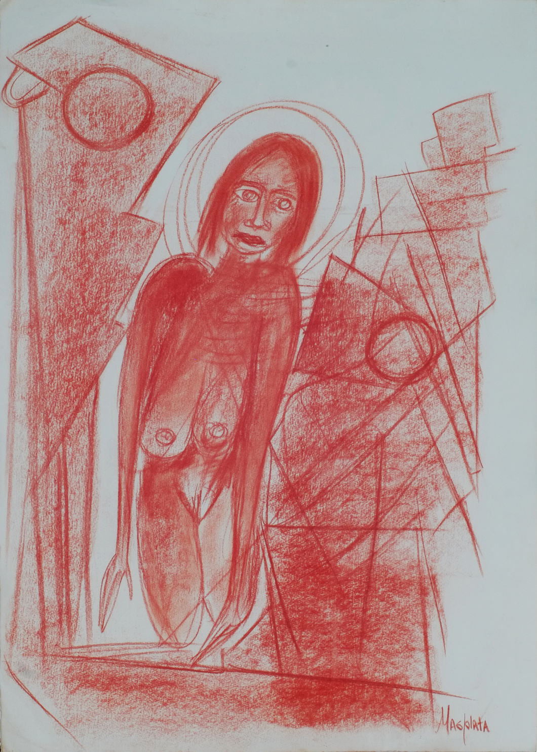 Burning It All", 2018, Red charcoal on arches, 21"x29.5"