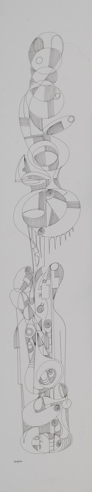 "Manform", 2018, Ink on matte board, 8"x 40.5"