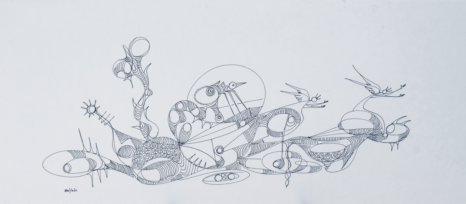 "Movement", 2018, Ink on board, 28.5" x 11.5"