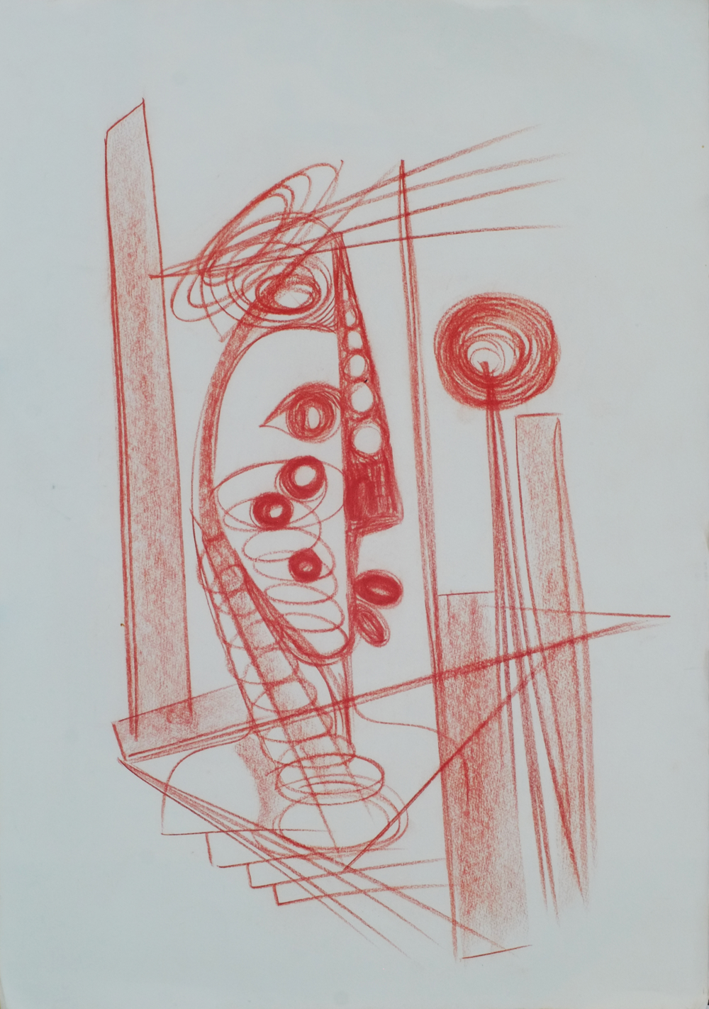 "Vessels in motion, 2018", Red Charcoal on arches paper, 21"x29.5"