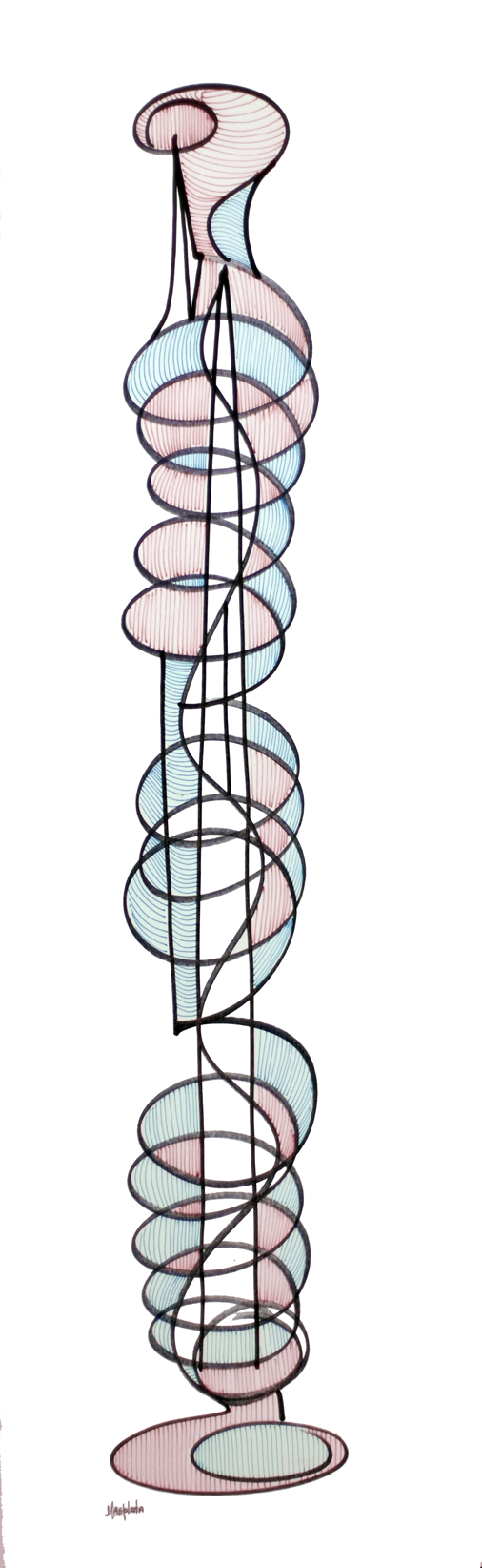 "Canister", 2019, marker and ink on board, 9.75" x 32.75"