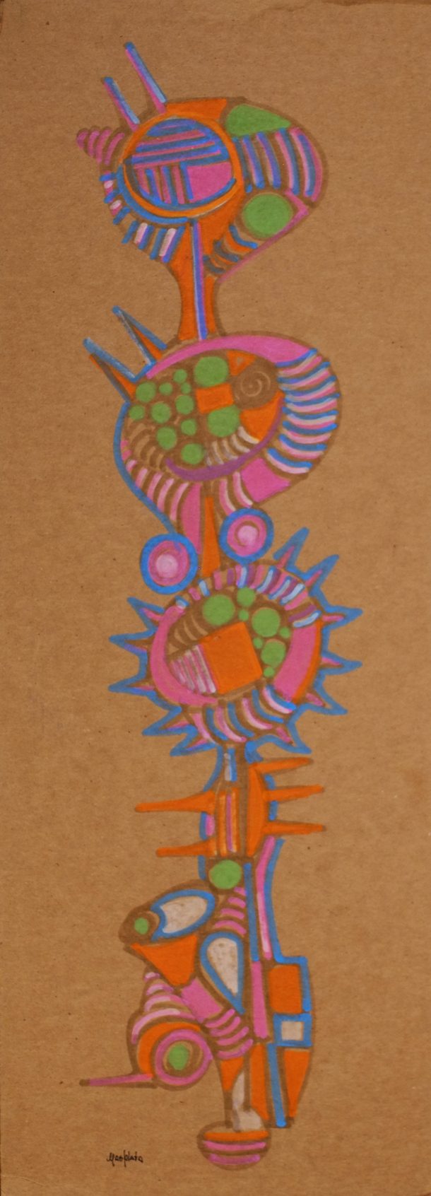 "Cetro", 2019, marker and acrylic on board, 8'x22"