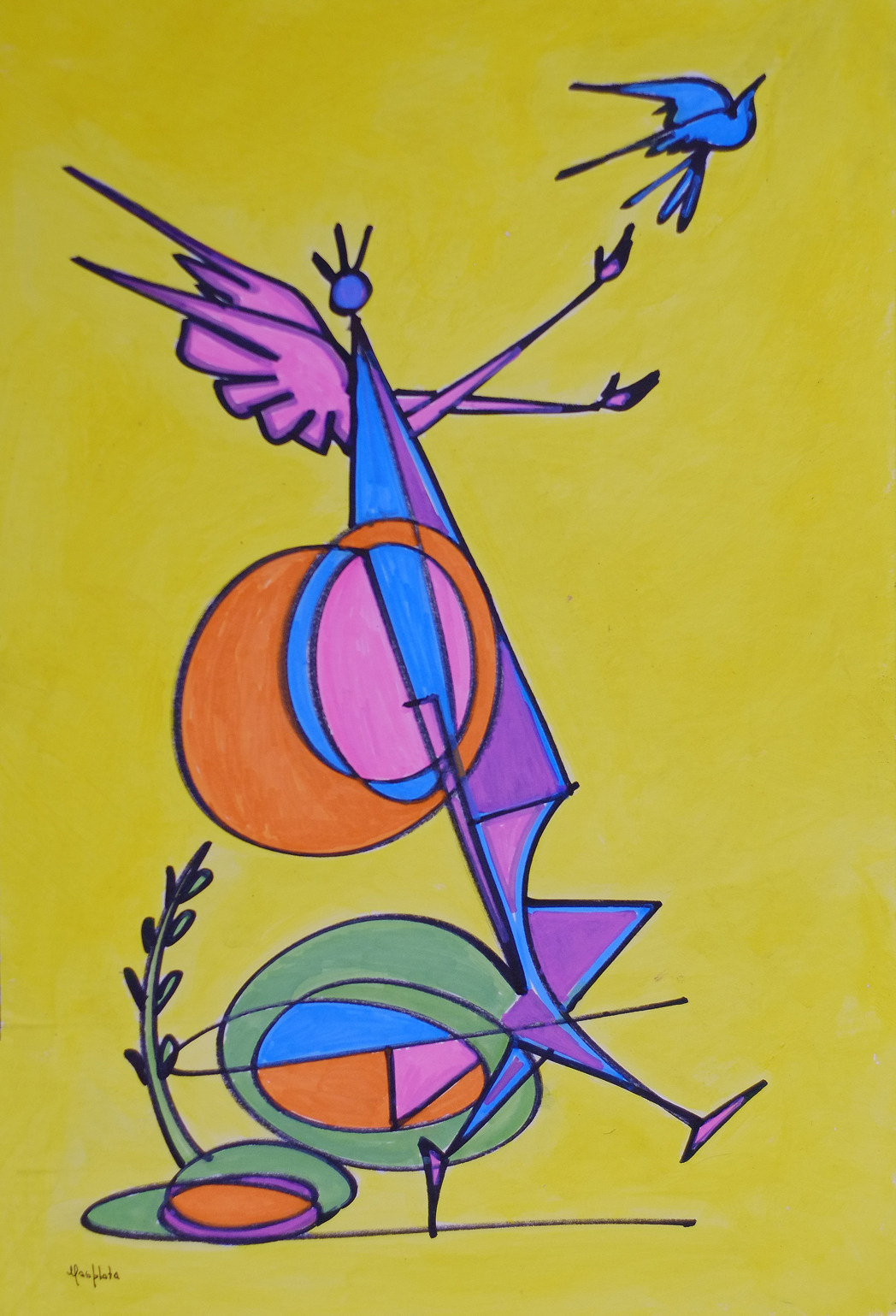 "Glorious Day", 2019, acrylic and marker on matte board, 12" x 17.75"