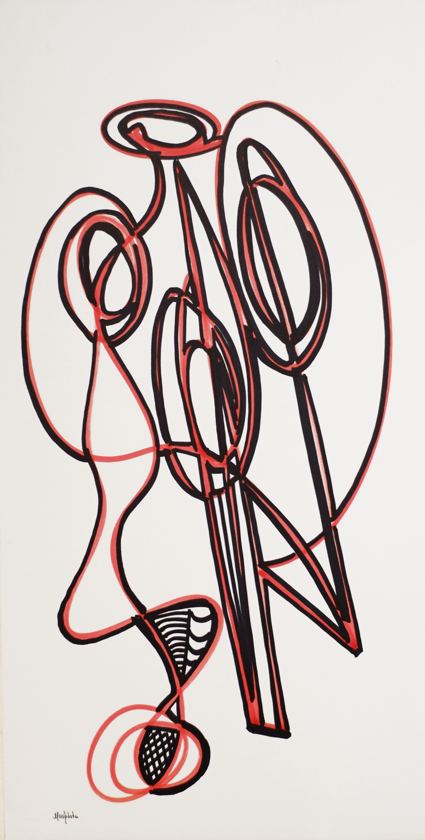 "Halo", 2019, marker on board, 11" x 22"