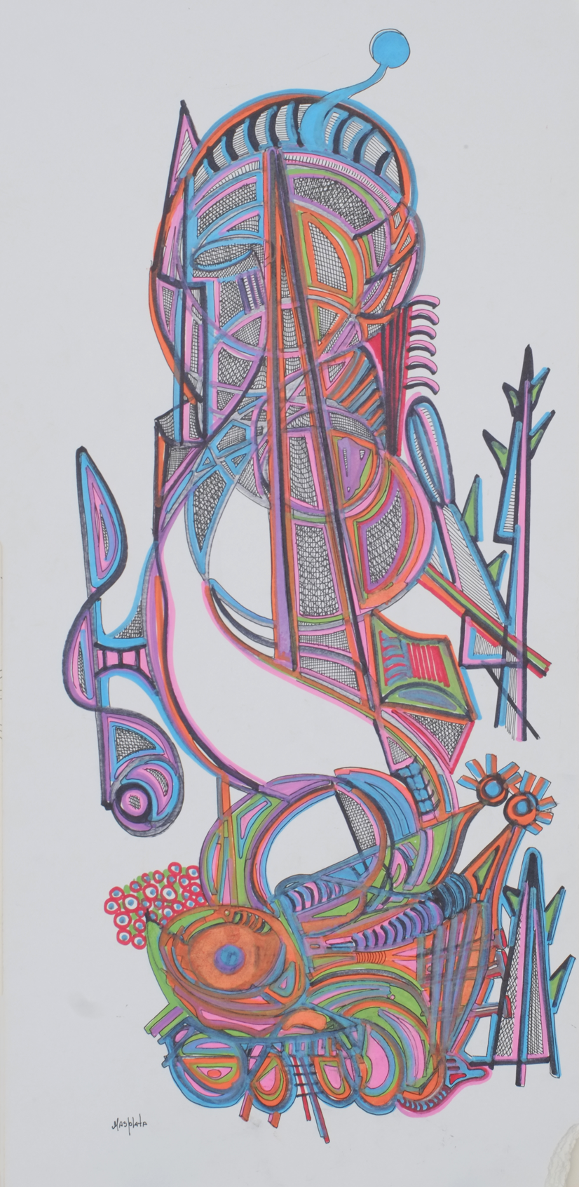 "Statuesque", 2019, Mixed media, 13" x 28"