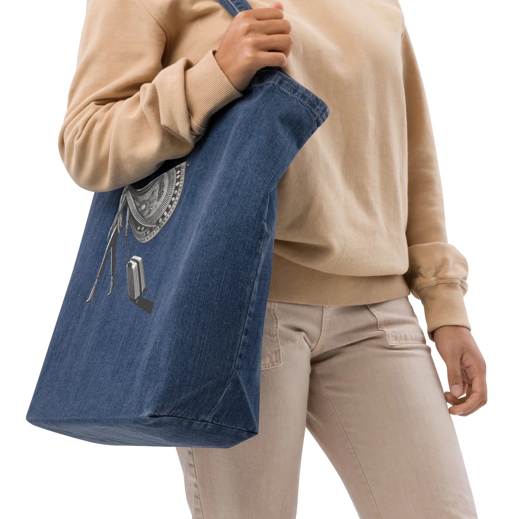 I'm Out! Organic denim tote bag
