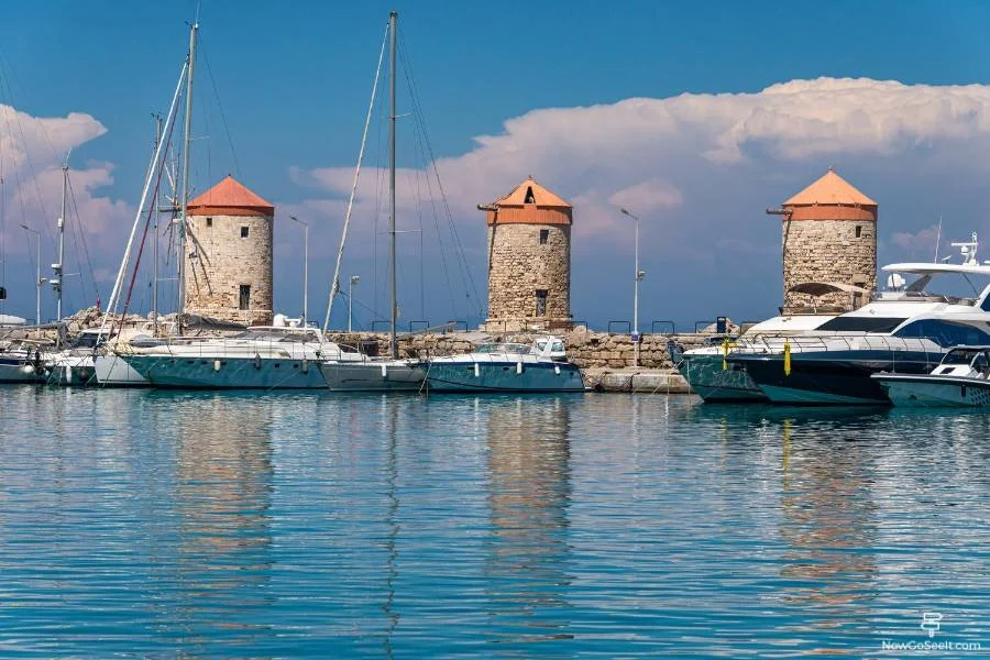Rhodes Cruise Port Guide Old Town Walking Route and Beaches - Mandraki Windmills and Saint Nicholas Fortress