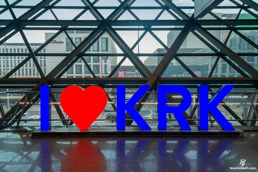 7-Day Poland Itinerary Through Krakow and Southern Poland - I heart Krakow sign at Krakow Airport