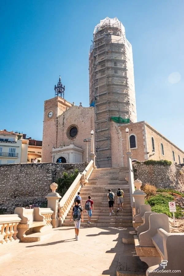 Things To Do in Sitges Spain Beaches Clubs Food and More - Sant Bartomeu i Santa Tecla Church with stairs