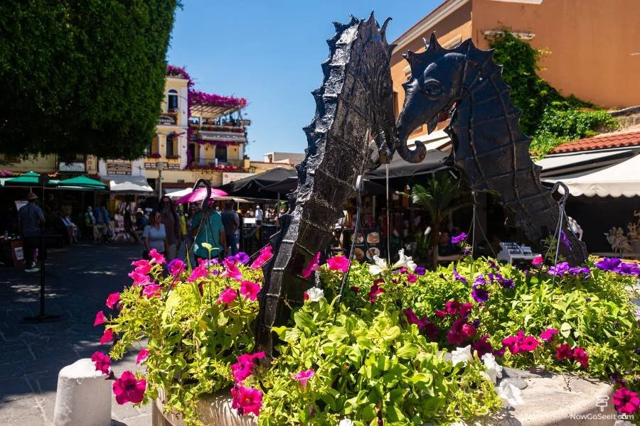 Rhodes Cruise Port Guide Old Town Walking Route and Beaches - Seahorse Fountain in the Jewish Quarter of Rhodes