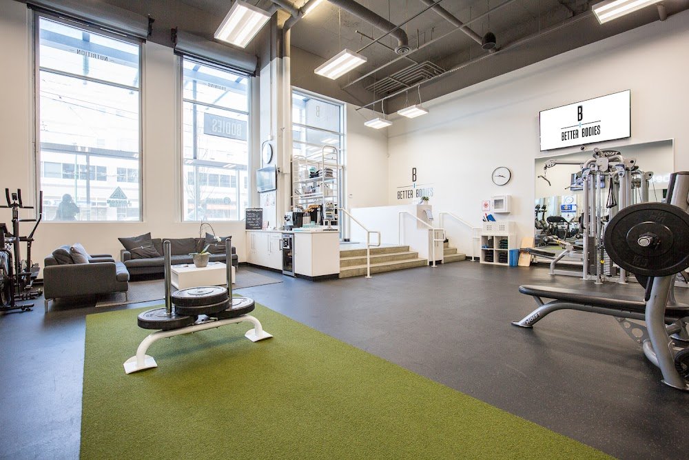 A shot of the lobby and lounge area in Better Bodies Kitsilano
