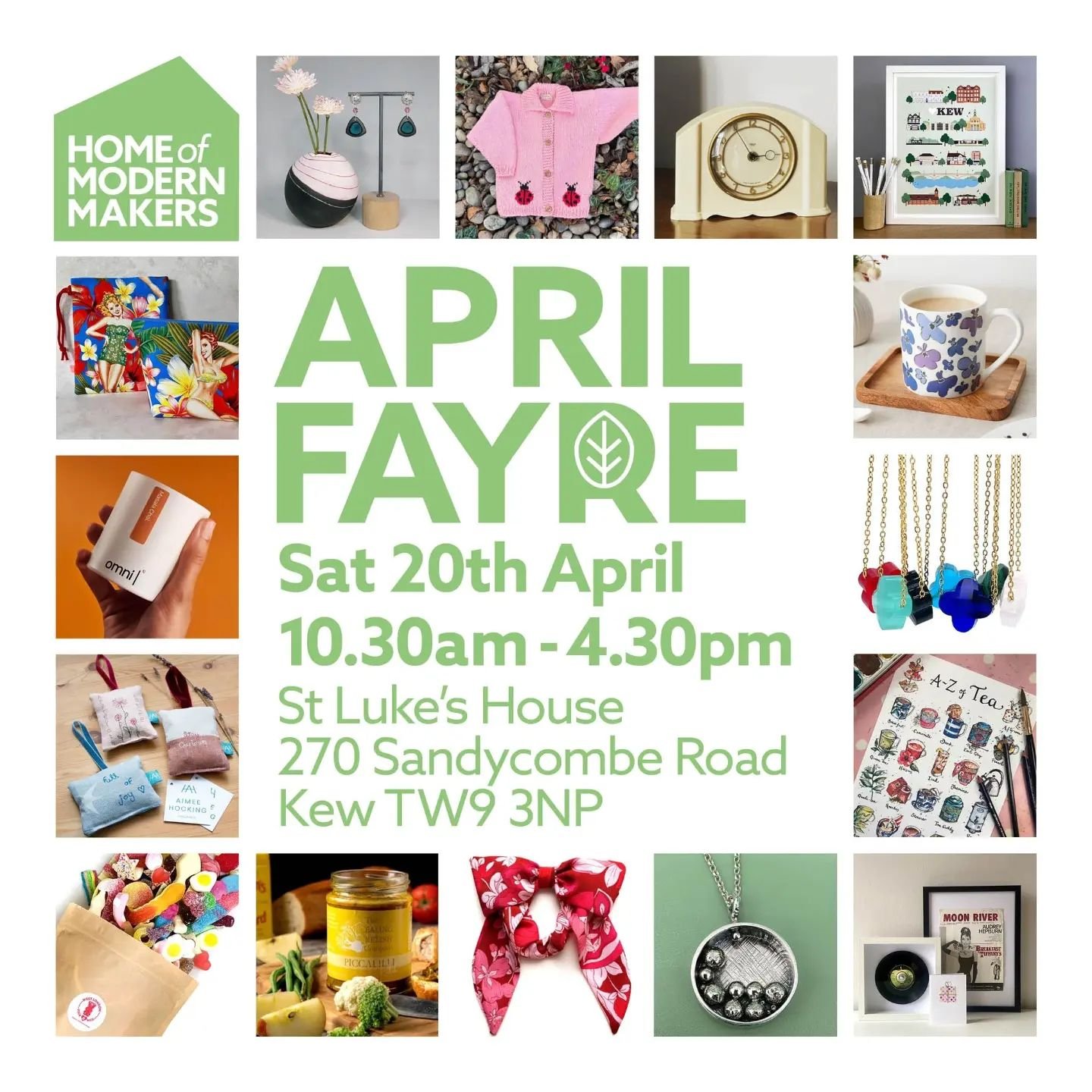 I will be joining @homeofmodernmakers in Kew for their April Fayre from 10:30am - 4:30pm. St Luke's House is a 5 minute walk from Kew Gardens station.