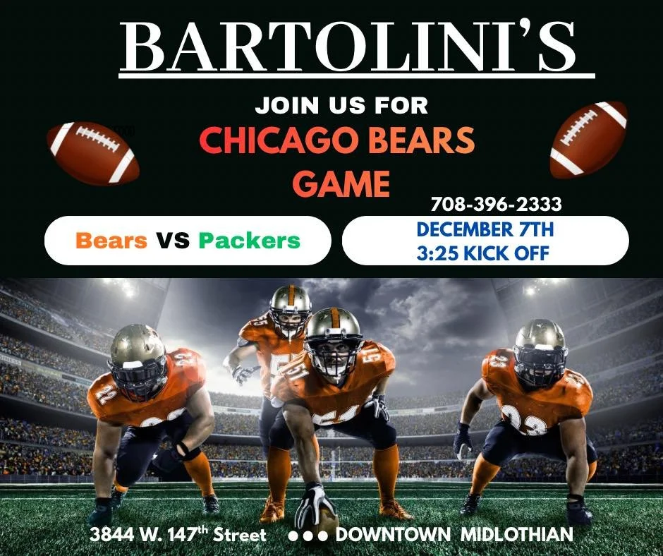 🐻🏈 TOMORROW IS THE DAY, BEARS FANS! 🏈🧀

Chicago Bears vs. Green Bay Packers kicks off SUNDAY at 3:25 PM &ndash; and you&rsquo;re gonna want your seats locked in!

We&rsquo;ve got 𝗛𝗔𝗟𝗙 𝗣𝗥𝗜𝗖𝗘  game-day favorites during the game:
🍕 Large S