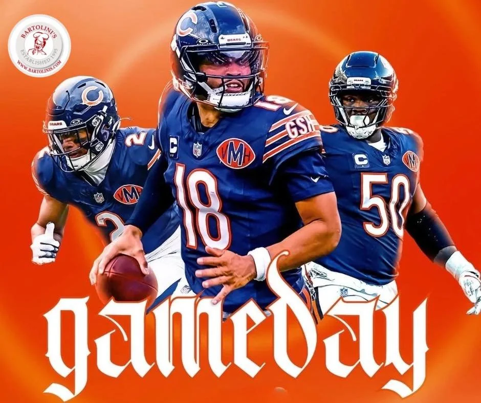🐻 Bears are playing 𝗧𝗢𝗡𝗜𝗚𝗛𝗧 🏈

Every screen = the Bears game
Game-day specials = 𝗢𝗡
The vibe = 𝗥𝗘𝗔𝗗𝗬

All we need now is 𝗬𝗢𝗨
&hellip; and your crew.

𝗞𝗜𝗖𝗞 𝗢𝗙𝗙 𝗔𝗧 7:00 𝗣𝗠

Let&rsquo;s make it loud. 
Let&rsquo;s make it fu