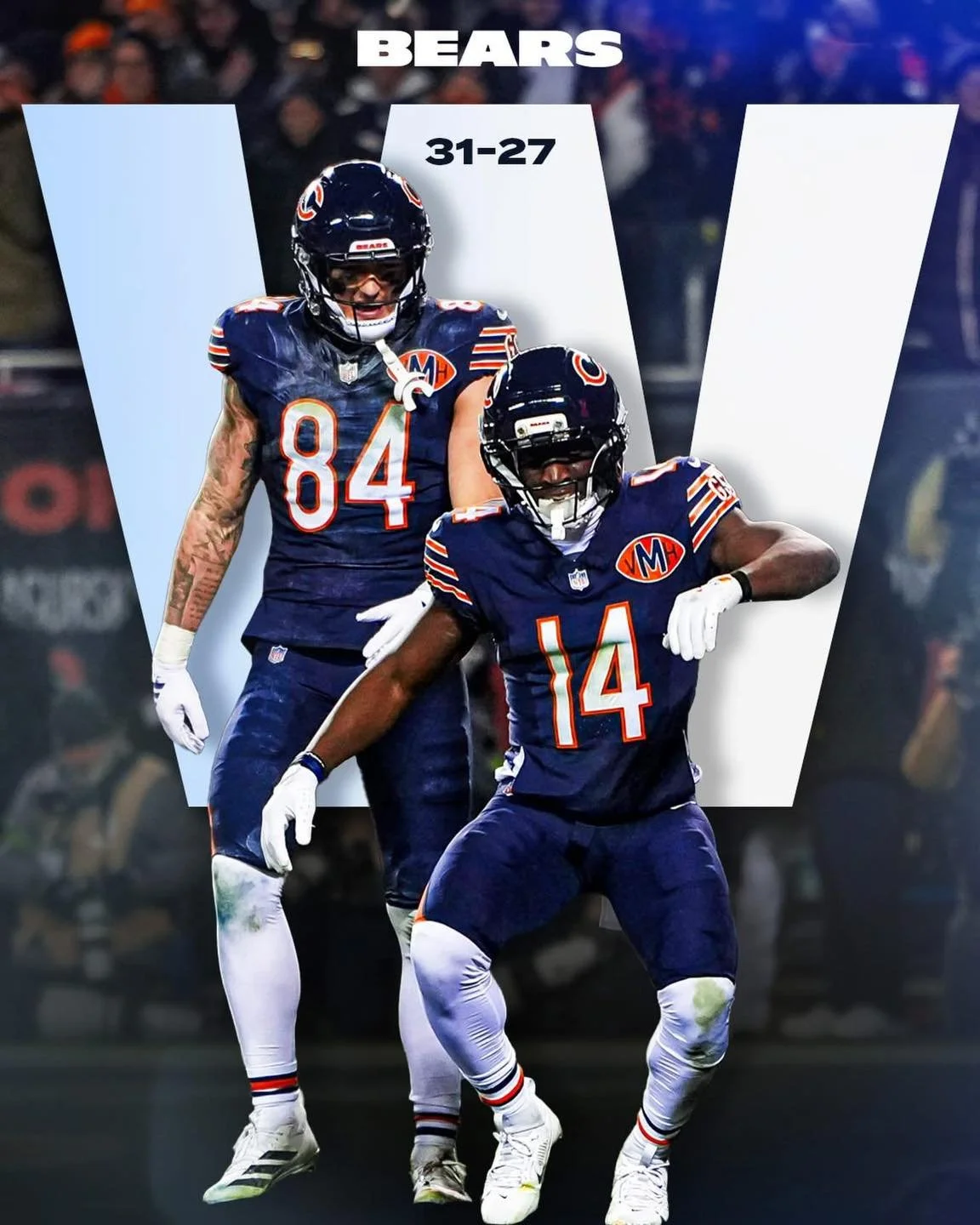 Way to Go 🐻⬇️

Chicago Bears ✔️
Green Bay Packers ❌
VICTORY! 🐻💙🧡