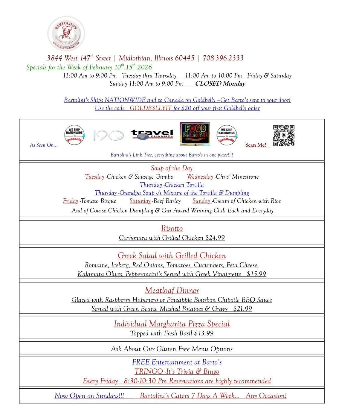 New week. New specials. 
Y&rsquo;all know the drill 😎
Come in hungry, leave happy &mdash; we&rsquo;ve got comfort food with your name on it.

Tag your crew and meet us at the table!