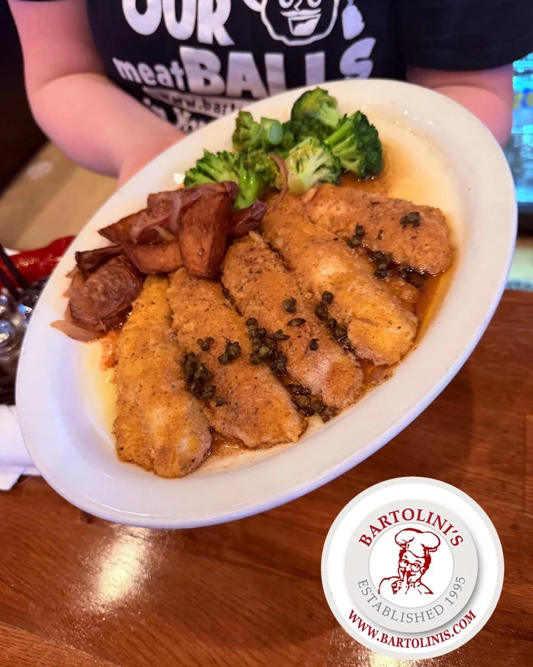 Lenten Special at Bartolini&rsquo;s -

Saut&eacute;ed Lake Perch topped with our rich caper brown butter, served Vesuvio-style with potatoes and fresh broccoli &mdash; always made to order and always delicious.

All of our Lenten specials are availab