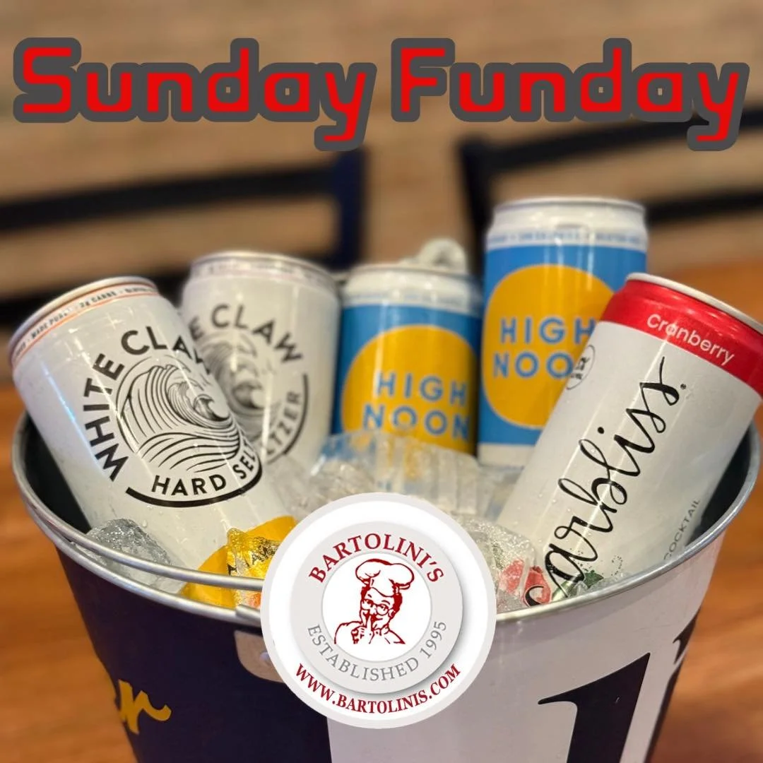 Sunday Funday
  at BARTOLINI&rsquo;S 🍕

Good food. Cold drinks. Great company.

Grab your crew and make your way to BARTOLINI&rsquo;S in Downtown Midlothian for the perfect Sunday vibe.

Meatballs. Pizza. Drinks. Repeat.

TODAY&rsquo;S SPECIALS:
$5 