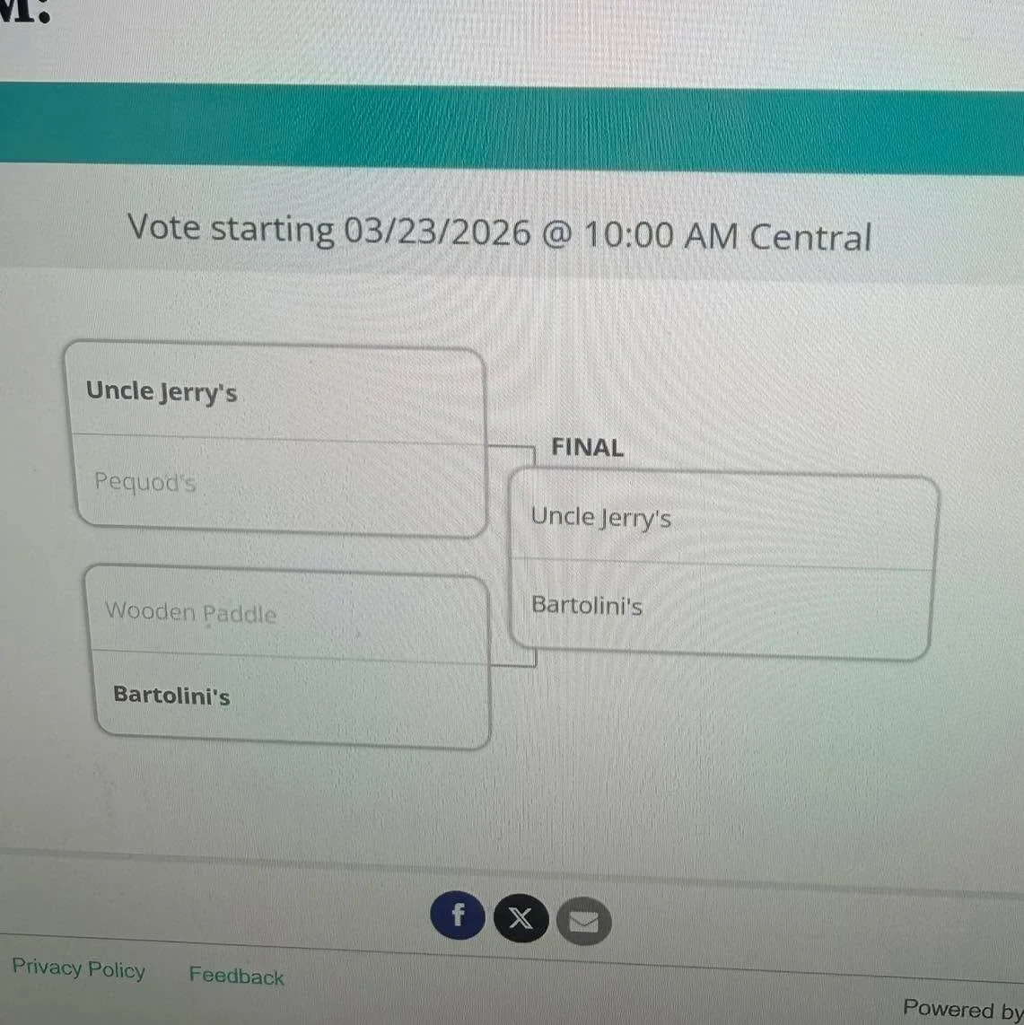 Oh boy&hellip; to say we are honored is truly an understatement.

bartolinis.info/BARTOSForTheFinal

This last round was a tough one.
Wooden Paddle brought an incredible fight, and we have so much respect for them. 
That&rsquo;s what makes this so sp