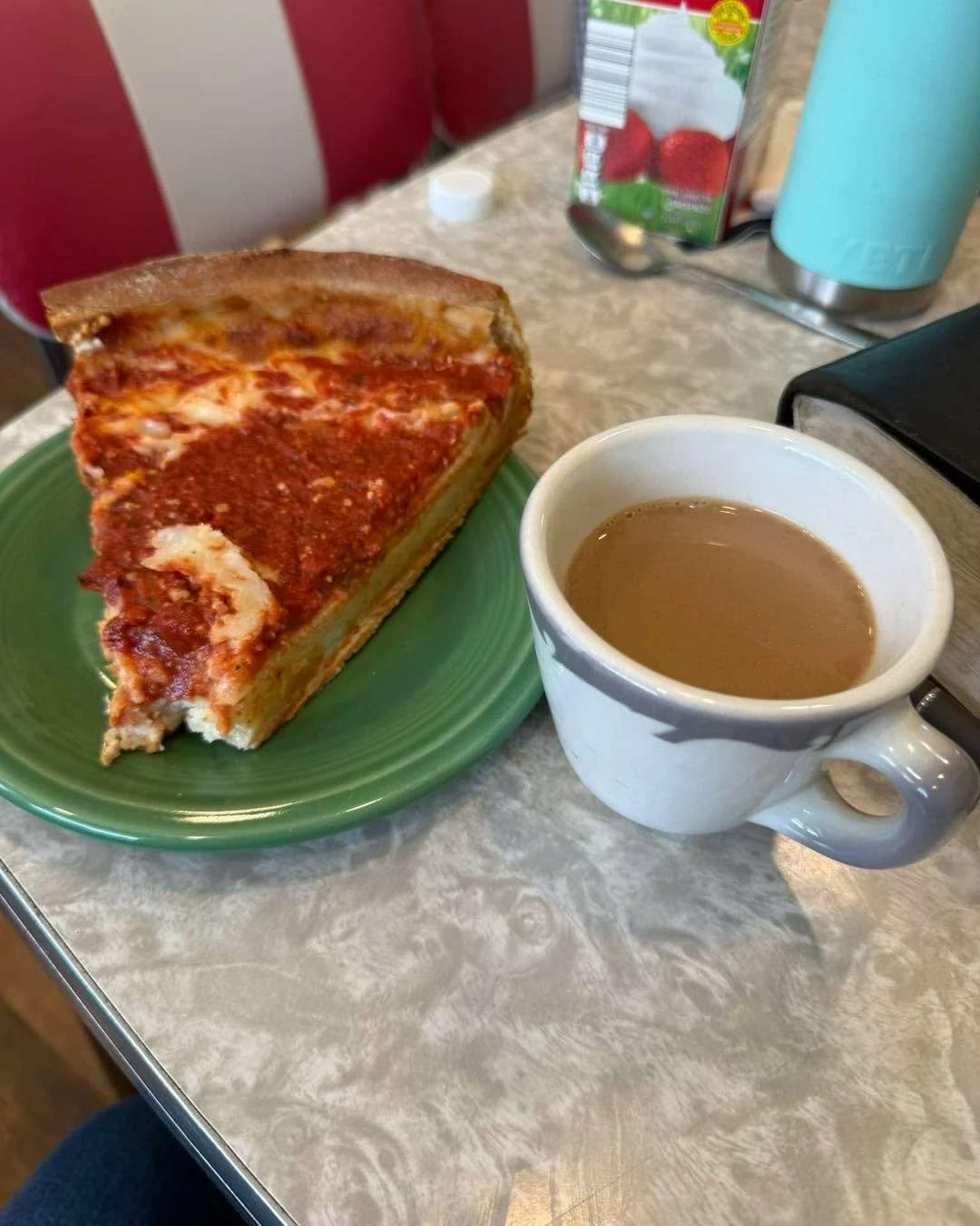 Now that&rsquo;s a championship breakfast. ☕🍕🏆

Cold Bartolini&rsquo;s deep dish and hot coffee? 
We&rsquo;re not here to judge&hellip; 
we&rsquo;re here to respect greatness. ❤️

Shoutout to our customer for sharing this winning combo:

&ldquo;The