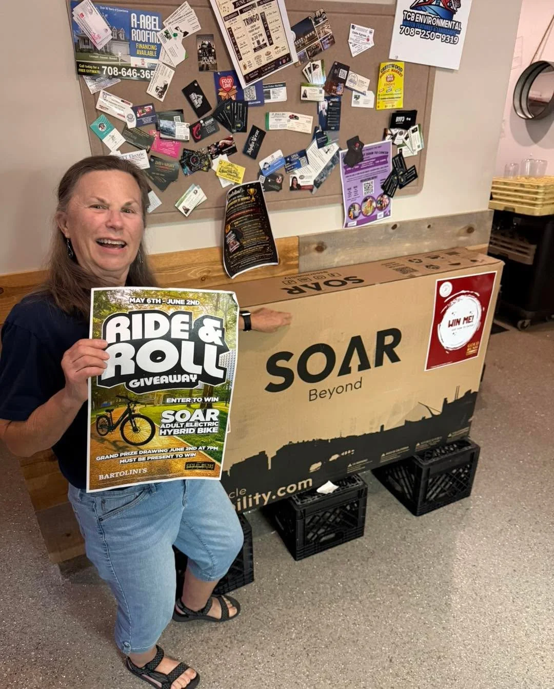 Congrats to Kathy on winning the 
Soar Electric Hybrid Bike!!
Way to go 
Enjoy 🚴🏻&zwj;♀️🚴🏻&zwj;♀️🚴🏻&zwj;♀️🚴🏻&zwj;♀️🚴🏻&zwj;♀️

Stay tuned&hellip; 
Next month we are giving away a YETI Cooler !
July 2nd
Thank you to everyone who came out toni