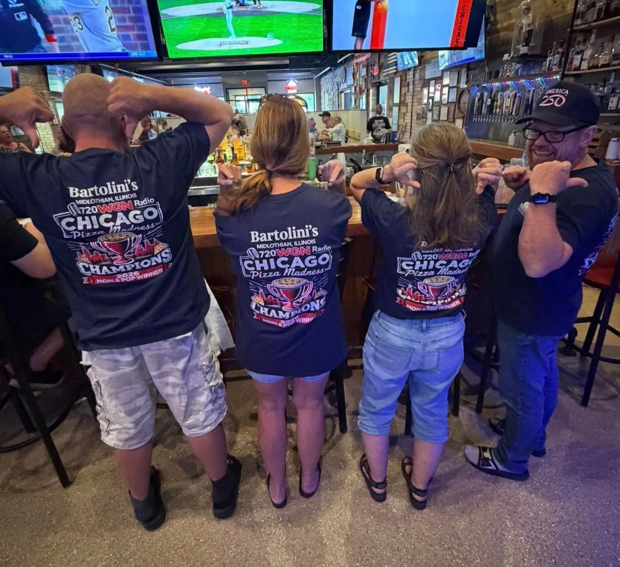 👀 Hey, look here!!!

A huge THANK YOU to all of our friends who proudly wore their 
WGN Radio 
Pizza Madness Champion T-shirts last night! 
Seeing all of that support in our dining room means more to us than you know. ❤️🍕

Missed out on getting you
