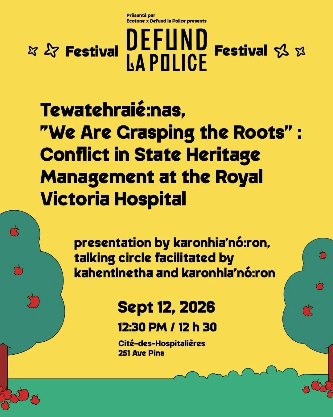 🌿 PRESENTATION &amp; TALKING CIRCLE WITH @takebacktekanontak &mdash; REGISTER TO ATTEND (LINK IN BIO)

🗓️ 12.09.2026 &mdash; 12:30pm-3:45pm
📍Cit&eacute;-des-Hospitali&egrave;res (251 avenue des Pins)

As onkwehonwe (native people of onowarehke/tur