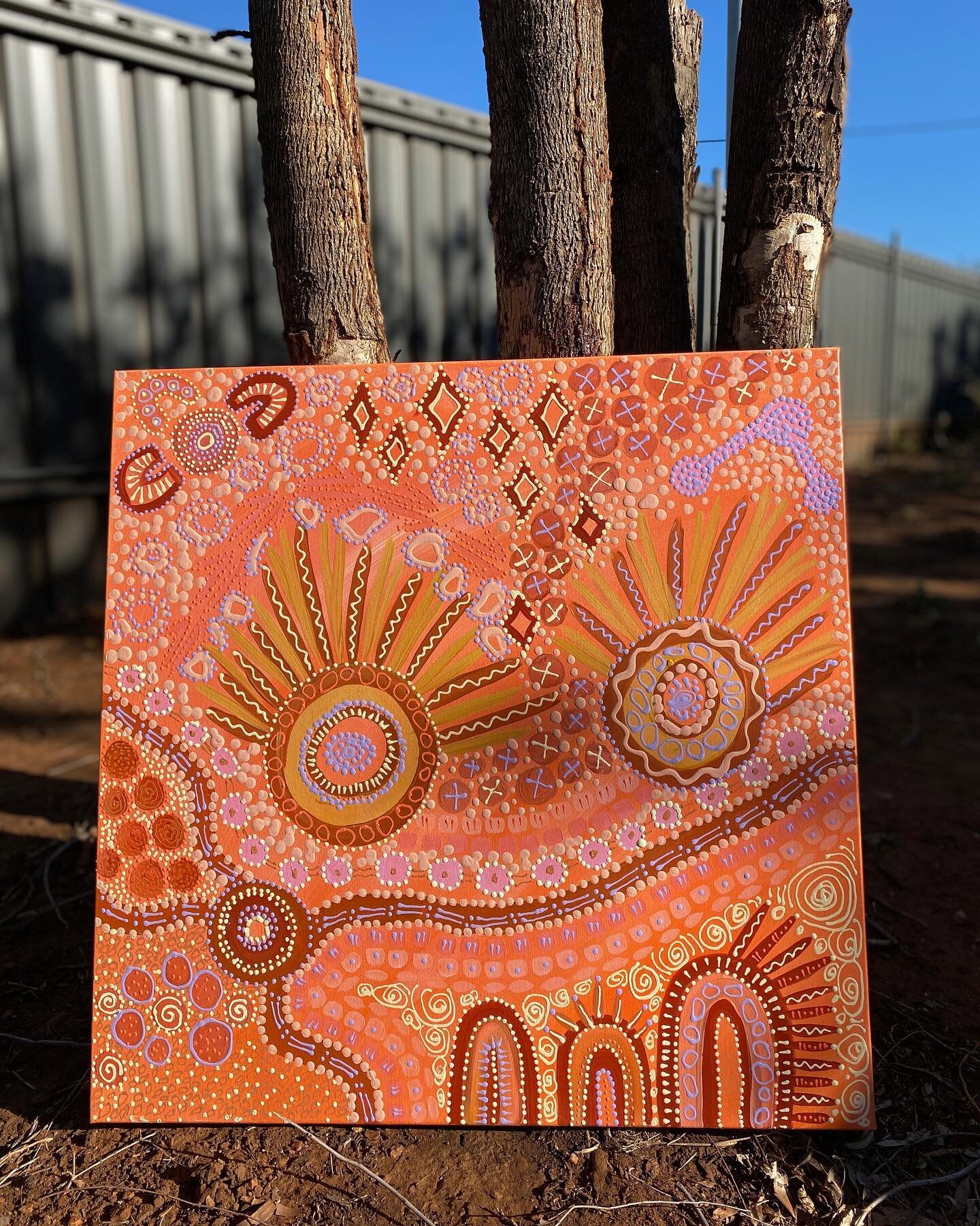 For sale (66cm x 66cm) $1200 #cungelellaart 
#kalkadooncountry
#homelands
#homeanddecor
#aboriginal 
#aborignalart
#indigenousart
#indigenousbusiness
#buyblak
#blakbusiness
#supportlocal
#supportblak
#firstnationbusiness 
#culture
#desert
#outback
#o